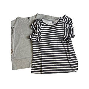 lot 2 xl grey black white stripe short sleeve shirts